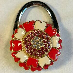 Pink/Cream Hearts w/Bling Purse Bag Holder